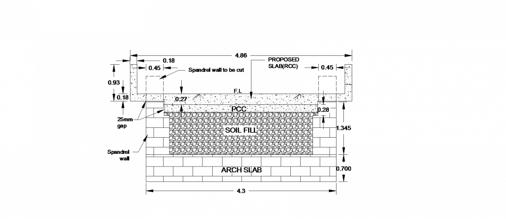 Cross section of modified arch-slab system