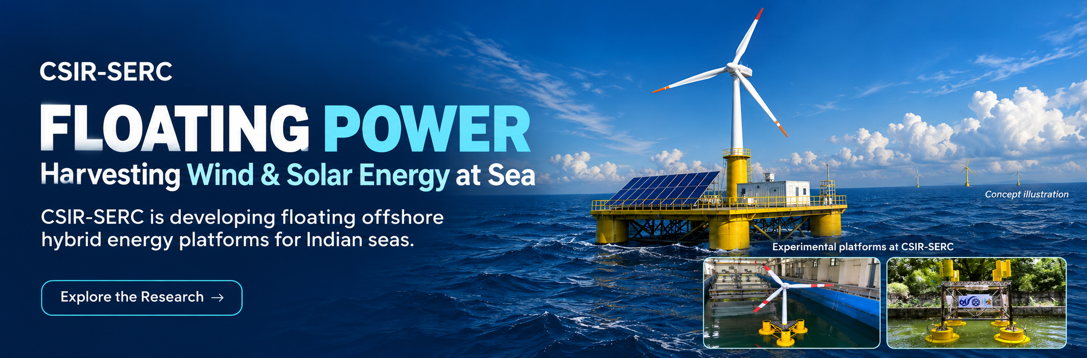 Floating Platform for Hybrid Offshore Horizontal Axis Wind Turbine (HAWT) and Solar Farm