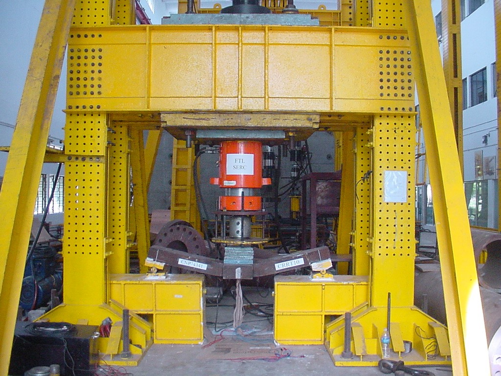 Deflected shape of the cruciform specimen