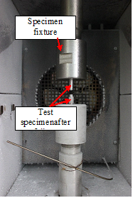 Close-up view of sharp-notch Tension test specimen after failure at sub-zero temperature