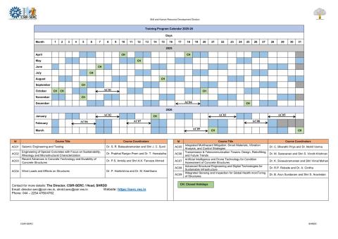 Skill Development Training Programme Calendar 2025-26