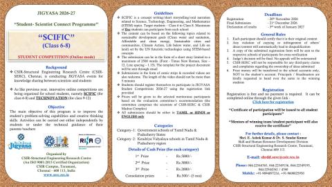 JIGYASA Student Competitions (2026-27) - SCIFIC (Class 6-8)