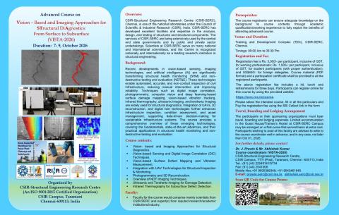 Advanced Course on "Vision-Based and Imaging Approaches for Structural Diagnostics: From Surface to Subsurface", 7-9 October 2026