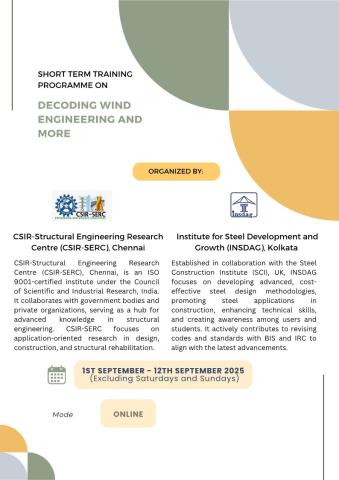 Certification short-term Training Program on "Decoding Wind Engineering and More" - 1 to 12 September 2025