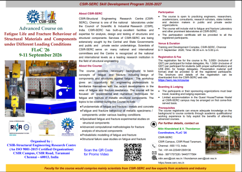 Advanced Course on Fatigue Life and Fracture Behavior of Structural Materials and Components under Different Loading Conditions, 9-11 September 2026. 