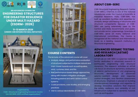 Engineering Structures for Disaster Resilience Under Multi Hazard (ESDRM-2026), 11-13 March 2026