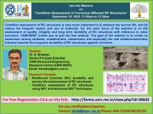Webinar3: “Condition Assessment of Corrosion Affected RC Structures” on 16 Sep 2020 at 11.00 am