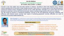 Join the Webinar on “Introduction to Geopolymer Concrete ” 20th October, 2021 (11.00am – 12.30pm) 
