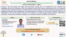 Free Webinar on "Concrete Durability - Importance of Durability Performance Specifications", 7th Febrary 2024 (3.30 pm - 5.30 pm (IST))