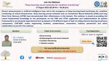 Free Webinar on "Deep Learning Neural Networks for Condition Monitoring", 17th August 2023 (2.00 pm - 3.30 pm (IST))