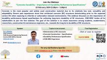 Free Webinar on Concrete Durability –Importance of Durability Performance Specifications, 22 February 2024 (3.30 pm to 5.00 pm (IST) ) 