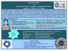 Webinar On  Improving Circular Economy in Construction Industry - September 2, 2020 @ 11-12.30pm 